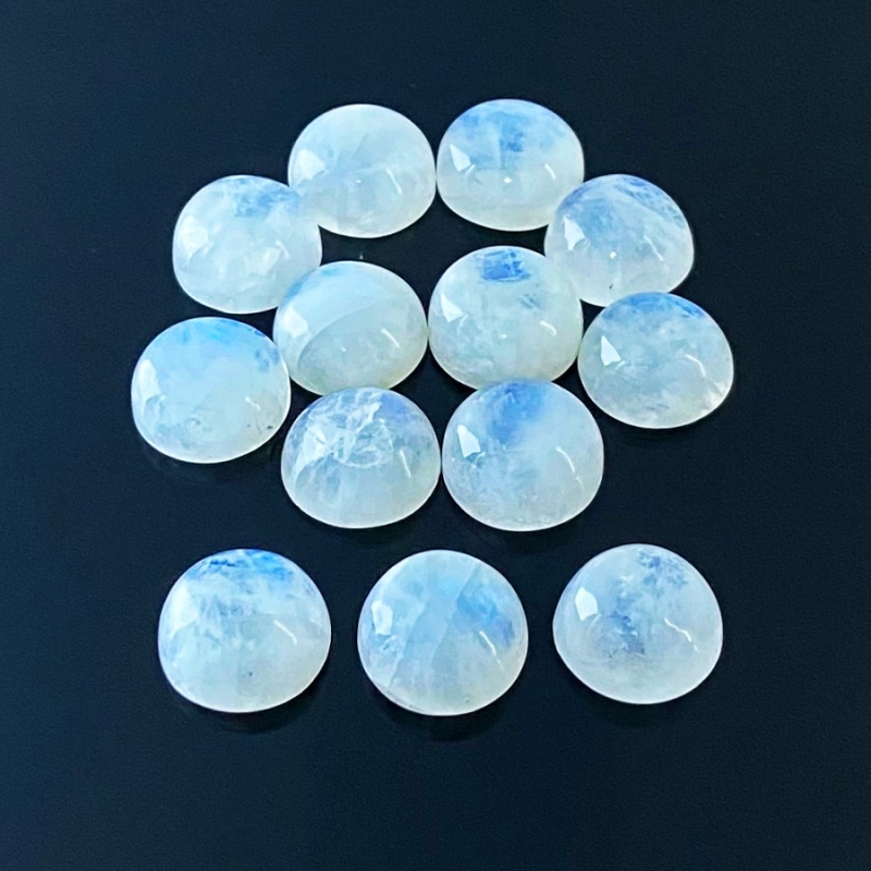 113.30 Carat Rainbow Moonstone 13mm Smooth Round Shape A Grade Cabochons Parcel - Total 13 Pcs.