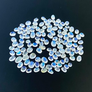 53.15 Cts. Rainbow Moonstone 4X3-7X5mm Smooth Oval Shape AA+ Grade Cabochons Parcel - Total 124 Pcs.