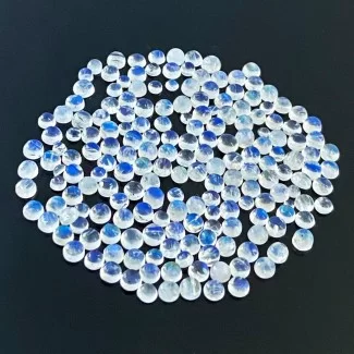 26.45 Cts. Rainbow Moonstone 1.5-3mm Smooth Round Shape AA+ Grade Cabochons Parcel - Total 189 Pcs.