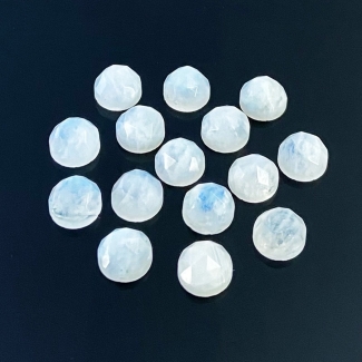 74.05 Cts. Rainbow Moonstone 10mm Rose Cut Round Shape A Grade Cabochons Parcel - Total 15 Pcs.