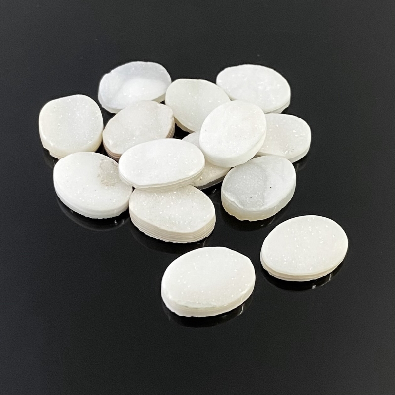 88.10 Carats Drusy Quartz 16x12mm  Oval Shape AA Grade Cabochons Parcel - Total 14 Pcs.