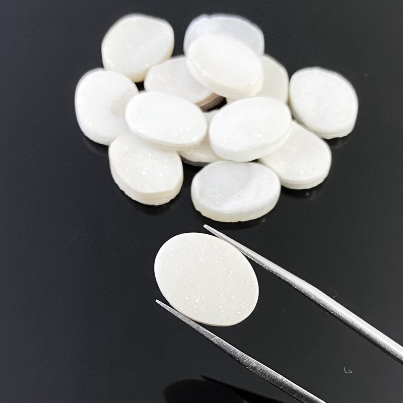 88.10 Carats Drusy Quartz 16x12mm  Oval Shape AA Grade Cabochons Parcel - Total 14 Pcs.