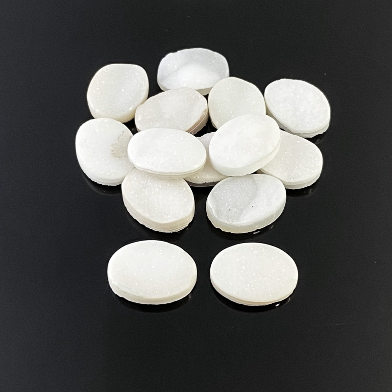 88.10 Carats Drusy Quartz 16x12mm  Oval Shape AA Grade Cabochons Parcel - Total 14 Pcs.