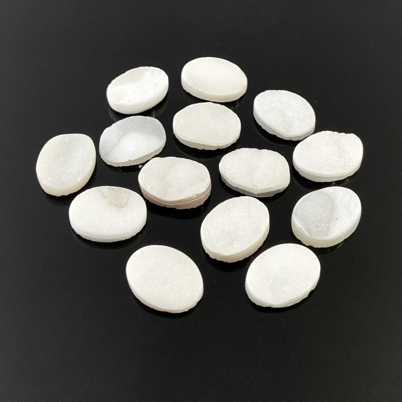 88.10 Carats Drusy Quartz 16x12mm  Oval Shape AA Grade Cabochons Parcel - Total 14 Pcs.