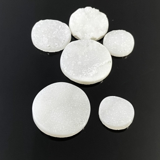 95.60 Carats Drusy Quartz 15-25mm  Round Shape AA Grade Cabochons Parcel - Total 6 Pcs.