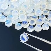 276.40 Cts. Rainbow Moonstone 7mm Smooth Round Shape AA Grade Cabochons Parcel - Total 185 Pcs.