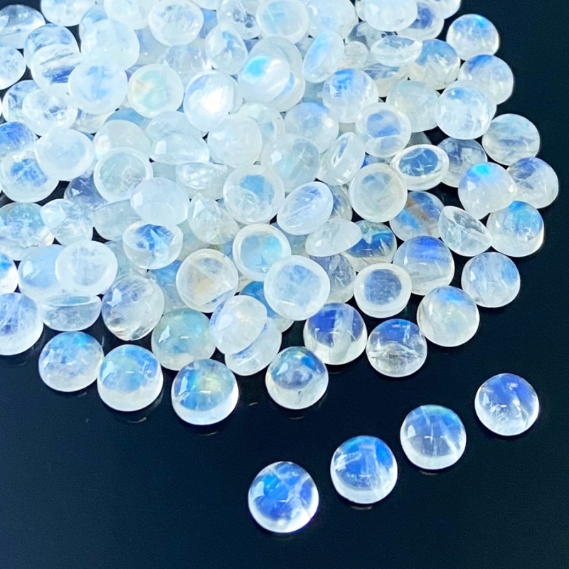 276.40 Cts. Rainbow Moonstone 7mm Smooth Round Shape AA Grade Cabochons Parcel - Total 185 Pcs.