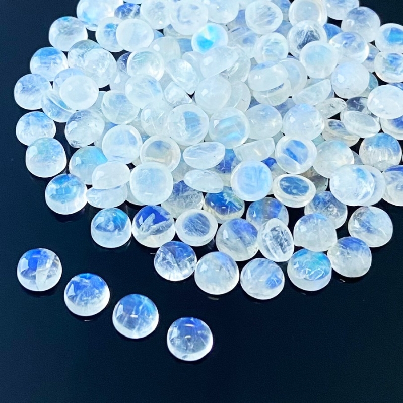 276.40 Cts. Rainbow Moonstone 7mm Smooth Round Shape AA Grade Cabochons Parcel - Total 185 Pcs.