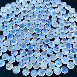 276.40 Cts. Rainbow Moonstone 7mm Smooth Round Shape AA Grade Cabochons Parcel - Total 185 Pcs.
