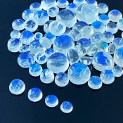 103.40 Cts. Rainbow Moonstone 3.5-11mm Smooth Round Shape AAA Grade Cabochons Parcel - Total 63 Pcs.