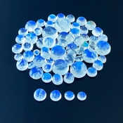 103.40 Cts. Rainbow Moonstone 3.5-11mm Smooth Round Shape AAA Grade Cabochons Parcel - Total 63 Pcs.