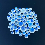 103.40 Cts. Rainbow Moonstone 3.5-11mm Smooth Round Shape AAA Grade Cabochons Parcel - Total 63 Pcs.