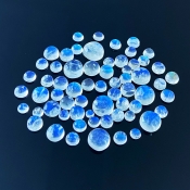 103.40 Cts. Rainbow Moonstone 3.5-11mm Smooth Round Shape AAA Grade Cabochons Parcel - Total 63 Pcs.