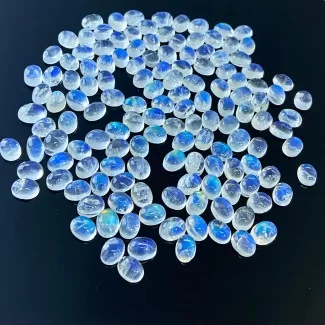 231.65 Cts. Rainbow Moonstone 8x6-10x5mm Smooth Oval Shape AAA Grade Cabochons Parcel - Total 140 Pcs.