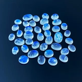 134.05 Cts. Rainbow Moonstone 9x7-14x10mm Smooth Oval Shape AAA Grade Cabochons Parcel - Total 39 Pcs.