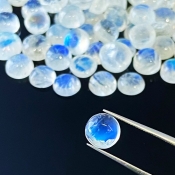 280 Cts. Rainbow Moonstone 8-12mm Smooth Round Shape AA Grade Cabochons Parcel - Total 109 Pcs.