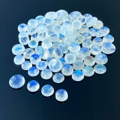 280 Cts. Rainbow Moonstone 8-12mm Smooth Round Shape AA Grade Cabochons Parcel - Total 109 Pcs.