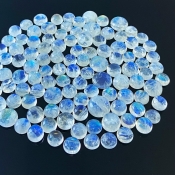 280 Cts. Rainbow Moonstone 8-12mm Smooth Round Shape AA Grade Cabochons Parcel - Total 109 Pcs.