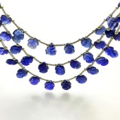 Blue Sapphire 7-10mm Carved Fancy Shape AA Grade Multi Strand Beads Layout - Total 3 Strands of 6-8 Inch