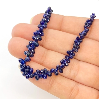 Blue Sapphire 2-5mm Briolette Drop Shape AA+ Grade Gemstone Beads Strand - Total 1 Strand of 7 Inch.