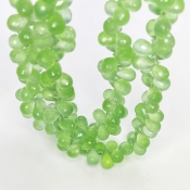 Prehnite 8-10mm Briolette Drop Shape AAA Grade Gemstone Beads Strand - Total 1 Strand of 8 Inch.