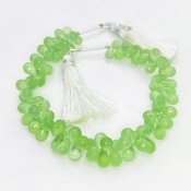 Prehnite 8-10mm Briolette Drop Shape AAA Grade Gemstone Beads Strand - Total 1 Strand of 8 Inch.