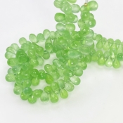 Prehnite 8-10mm Briolette Drop Shape AAA Grade Gemstone Beads Strand - Total 1 Strand of 8 Inch.
