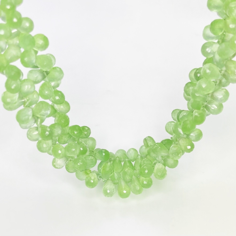 Prehnite 6-9mm Briolette Drop Shape AAA Grade Gemstone Beads Strand - Total 1 Strand of 8 Inch.