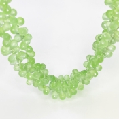 Prehnite 6-9mm Briolette Drop Shape AAA Grade Gemstone Beads Strand - Total 1 Strand of 8 Inch.