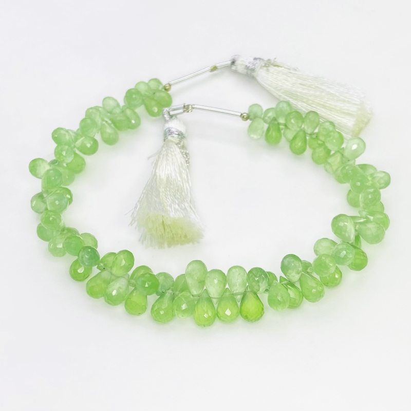 Prehnite 6-9mm Briolette Drop Shape AAA Grade Gemstone Beads Strand - Total 1 Strand of 8 Inch.