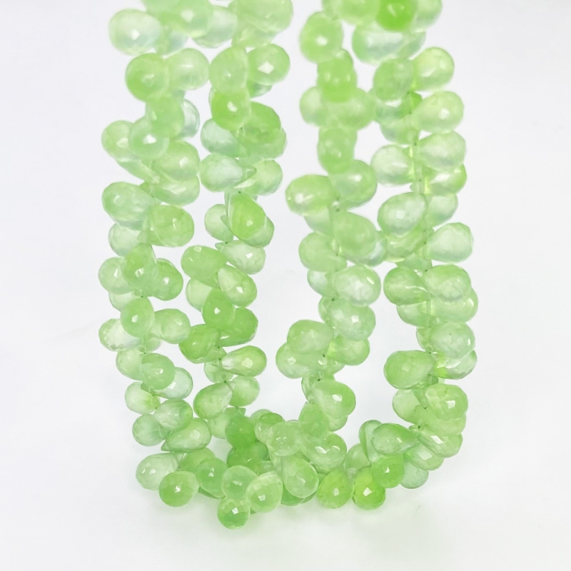 Prehnite 6-9mm Briolette Drop Shape AAA Grade Gemstone Beads Strand - Total 1 Strand of 8 Inch.