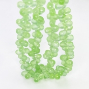 Prehnite 6-9mm Briolette Drop Shape AAA Grade Gemstone Beads Strand - Total 1 Strand of 8 Inch.