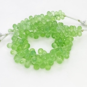 Prehnite 6-9mm Briolette Drop Shape AAA Grade Gemstone Beads Strand - Total 1 Strand of 8 Inch.