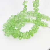 Prehnite 6-9mm Briolette Drop Shape AAA Grade Gemstone Beads Strand - Total 1 Strand of 8 Inch.