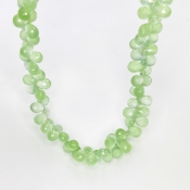 Prehnite 8-9mm Briolette Drop Shape AAA Grade Gemstone Beads Strand - Total 1 Strand of 8 Inch.