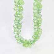 Prehnite 8-9mm Briolette Drop Shape AAA Grade Gemstone Beads Strand - Total 1 Strand of 8 Inch.