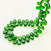 Chrome Diopside 8-9mm Smooth Pear Shape AAA Grade Gemstone Beads Strand - Total 1 Strand of 9 Inch.