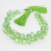 Prehnite 8-12mm Briolette Drop Shape AAA Grade Gemstone Beads Strand - Total 1 Strand of 8 Inch.