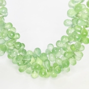 Prehnite 8-12mm Briolette Drop Shape AAA Grade Gemstone Beads Strand - Total 1 Strand of 8 Inch.