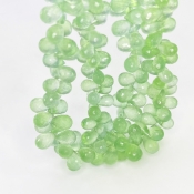 Prehnite 8-12mm Briolette Drop Shape AAA Grade Gemstone Beads Strand - Total 1 Strand of 8 Inch.