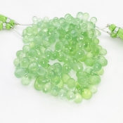Prehnite 8-12mm Briolette Drop Shape AAA Grade Gemstone Beads Strand - Total 1 Strand of 8 Inch.