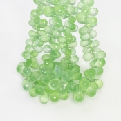 Prehnite 8-12mm Briolette Drop Shape AAA Grade Gemstone Beads Strand - Total 1 Strand of 8 Inch.