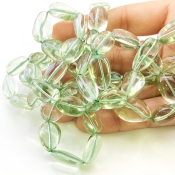 Green Amethyst 14-20mm Smooth Nugget Shape AAA Grade Gemstone Beads Strand - Total 1 Strand of 18 Inch.
