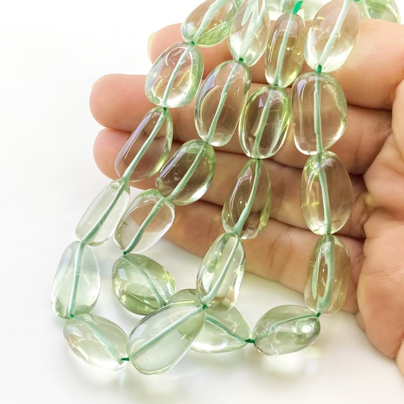 Green Amethyst 14-20mm Smooth Nugget Shape AAA Grade Gemstone Beads Strand - Total 1 Strand of 18 Inch.