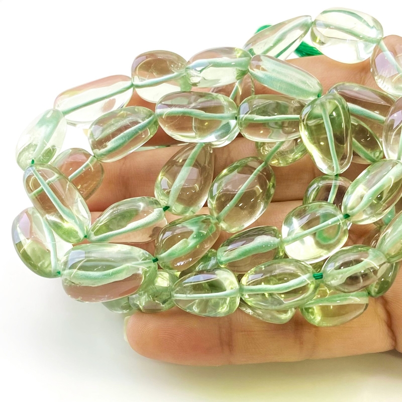 Green Amethyst 14-20mm Smooth Nugget Shape AAA Grade Gemstone Beads Strand - Total 1 Strand of 18 Inch.