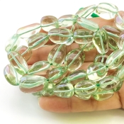 Green Amethyst 14-20mm Smooth Nugget Shape AAA Grade Gemstone Beads Strand - Total 1 Strand of 18 Inch.