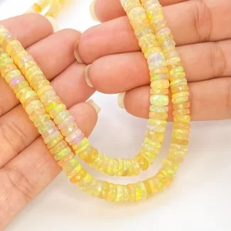 Ethiopian Opal 4-6.5mm Faceted Wheel Shape AAA+ Grade Gemstone Beads Strand - Total 1 Strand of 16 Inch.