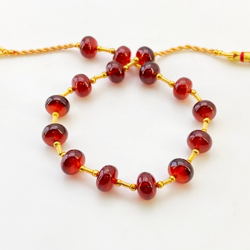 Hessonite Garnet 8.5-9mm Smooth Rondelle Shape AAA Grade Gemstone Beads Layout - Total 1 Strand of 10 Inch.