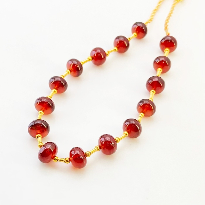 Hessonite Garnet 8.5-9mm Smooth Rondelle Shape AAA Grade Gemstone Beads Layout - Total 1 Strand of 10 Inch.
