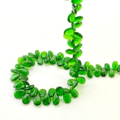 Chrome Diopside 8-9mm Smooth Pear Shape AAA Grade Gemstone Beads Strand - Total 1 Strand of 9 Inch.